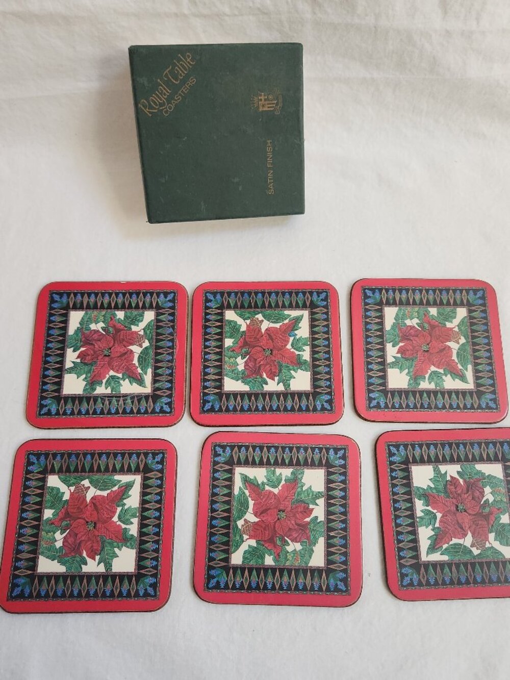 Royal Table Poinsettia Flower Christmas Coaster Set Of 6